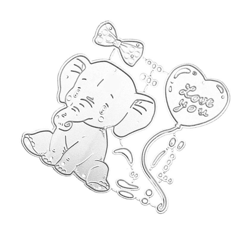 652F Elephant Cutting Dies Metal Die Cuts Embossing Stencil for Birthday Card Making