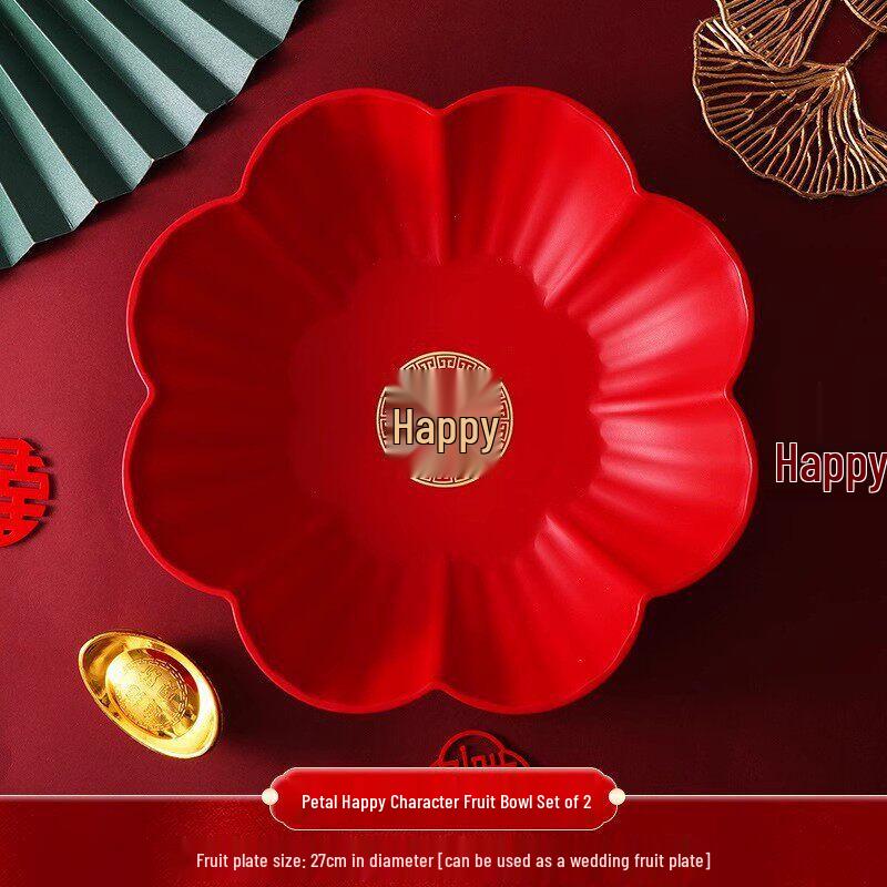 Red Korean Style Wedding Celebration Plate