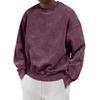Men's Solid Color Washed Long Sleeve Round Neck Sweatshirt Men's Casual Fashion Sweatshirt