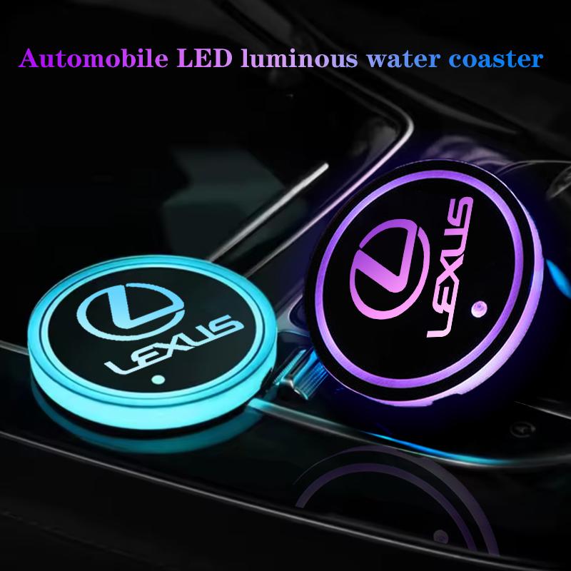 LED Lichtgevende Auto Waterbeker Onderzetter Houder 7 Kleurrijk USB Opladen voor LEXUS ES LS UX NX RZ RX LC IS GX Lexus Auto Accessoires