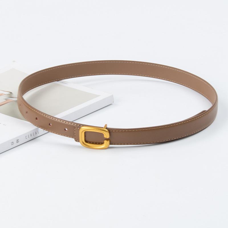 Letter C Button Genuine Leather Women's Belt Cowhide with Jeans Casual Pants Decoration Women's Versatile Belt