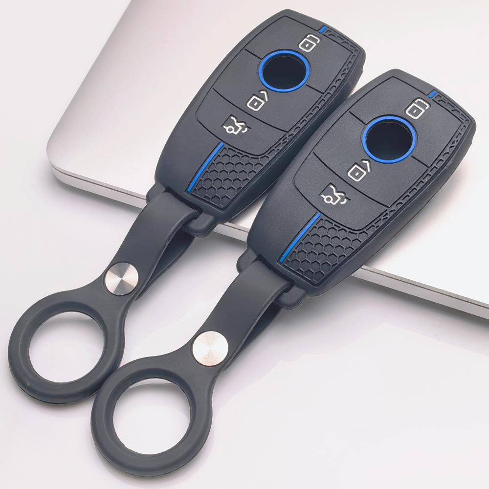 Silicone Key Cover for Mercedes-Benz A Class W177 B Class W247 C Class W206 E Class W213 S Class W222 GLC GLE GLS CLA GLB GLA with Keychain Key Cover