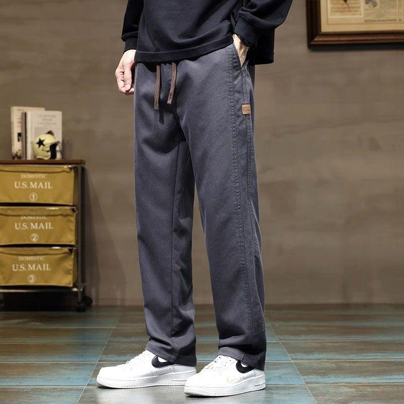 Spring and autumn new pure cotton casual pants men's loose and thin versatile straight trendy brand drape tooling pants