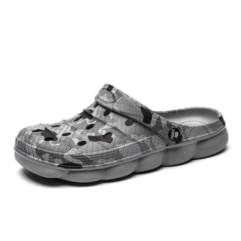 Couple hole shoes outdoor non-slip thick-soled men's beach shoes summer camouflage two wear soft-soled bag head slippers