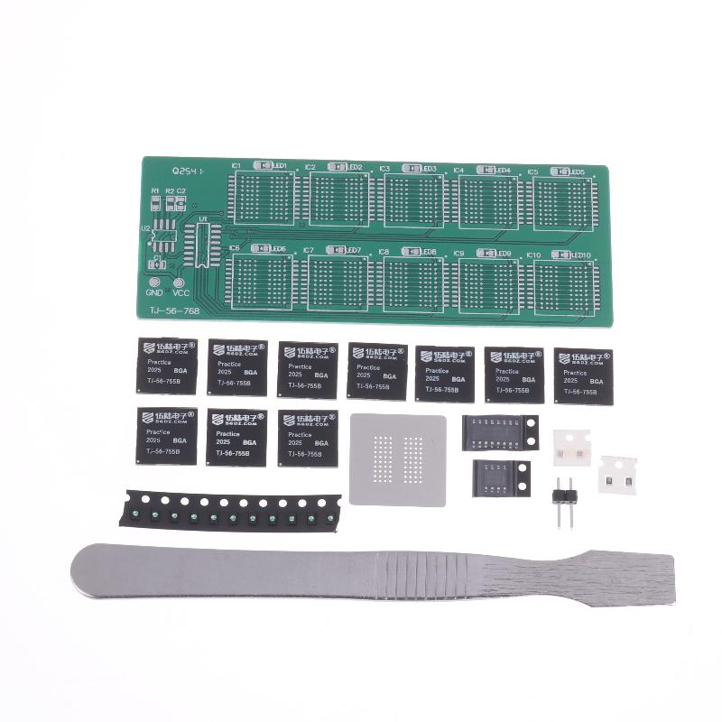 BGA-Chip-Lötübungsplatine Kit Dezimale Fließlichter Lehre Praktisches Training Lötübung Einzelteile