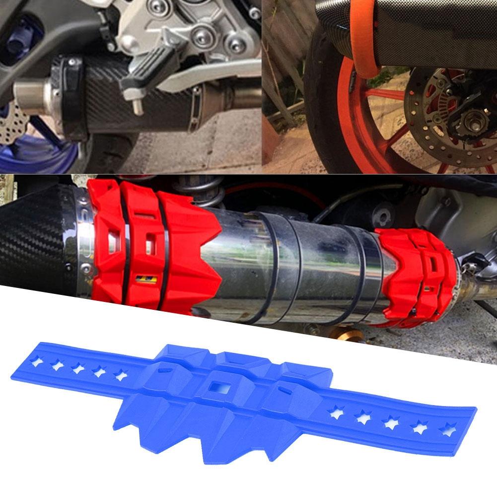 Universal Motorcycle Exhaust Pipe Protector Cover Guard Anti Hot Blue