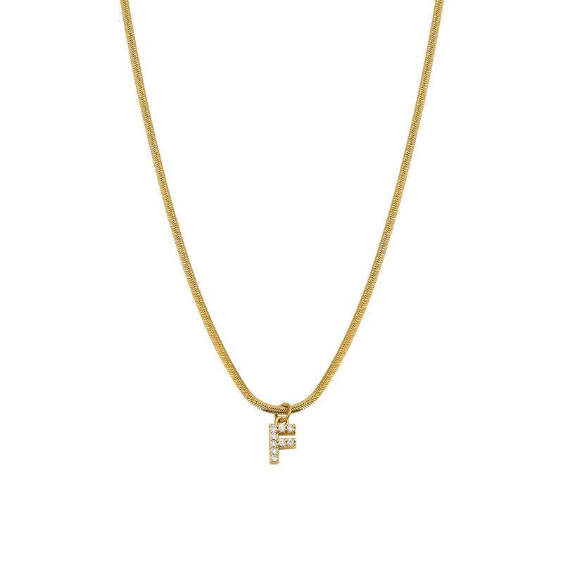 Neckontheline Diamond Letter Necklace European and American Ins Style Simple and Versatile Short Necklace Fine Snake Bones Chain