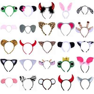 Cartoon Animal Headdress, Masquerade Ball, Dress Up, Props, Tiger, Frog, Cat, Horns, Headband