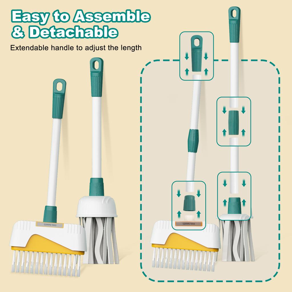 12 pièces/ensemble Ensemble de nettoyage pour enfants Jouets de nettoyage de la vie simulée avec chariot Jouet de jeu de rôle Jouet de maison de jeu d'hygiène et de nettoyage Garçons et Filles