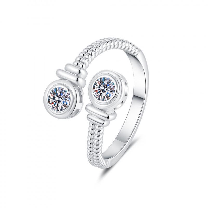 

European Style Rhinestone Adjustable Open Braid Ring for Women Adjustable платиновий