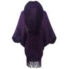 Poncho Châle Cape en Tricot avec Col en Fourrure et Franges pour Femme Vêtement d'Extérieur Chaud