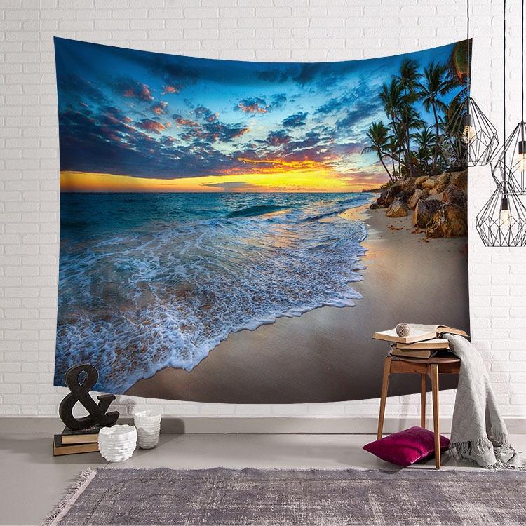 Background Tapestry Wall Rug Beach Towel Sea View Series Live Picnic Wallpaper Bedroom Dormitory Room Bedside Wall Rug