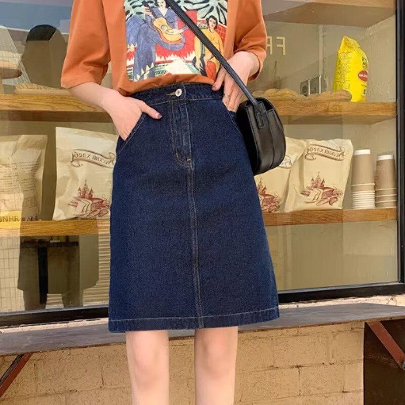 

Джинсовая юбка А-силуэта с высокой посадкой: Женский трендовый летний стиль 2024 года в стиле колледжа