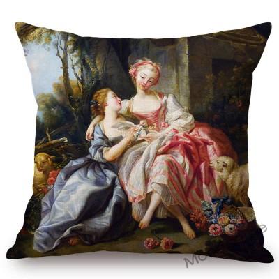 French Royal Painting Francois Boucher Ancient Greek Myth Venus Cupid Angels Floral Retro Decor Throw Pillow Case Cushion Cover