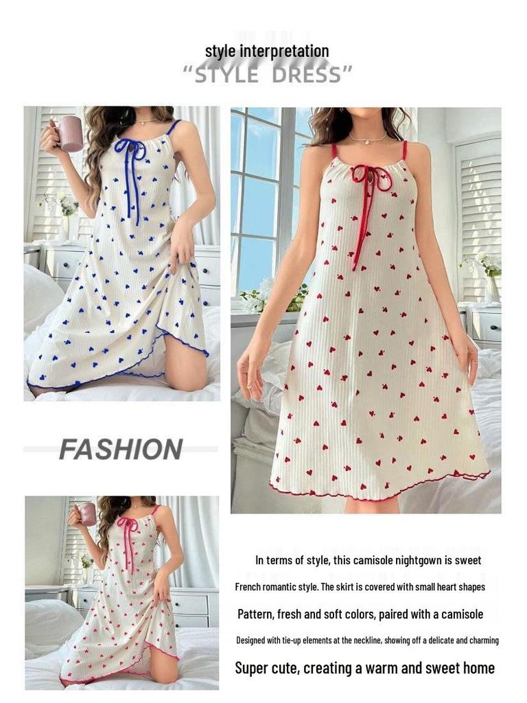 European & American Sexy Casual Lace-up Heart Nightgown - Women's High-end Comfort Homewear 2026.