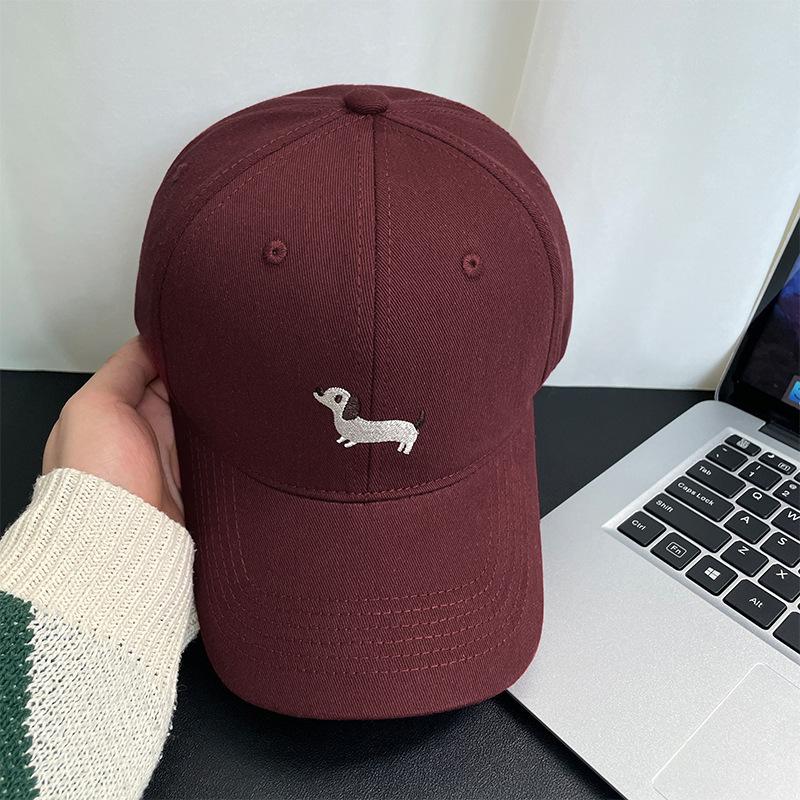 Cute cartoon puppy embroidered cap high quality wide brim show face small men and women spring and summer versatile baseball cap