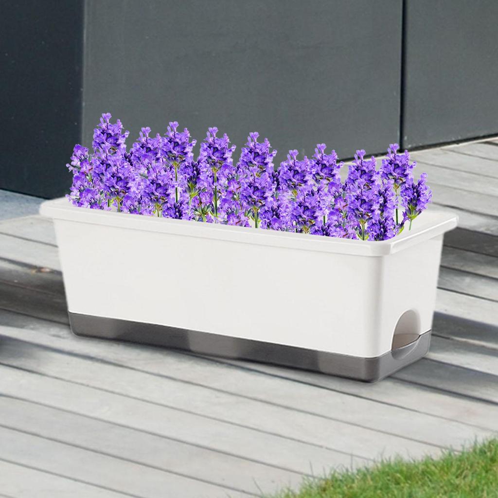 Windowsill Planter Window Box Planter Novelty with Drainage Tray Vegetable Flower Planter Box Rectangular for Garden Yard