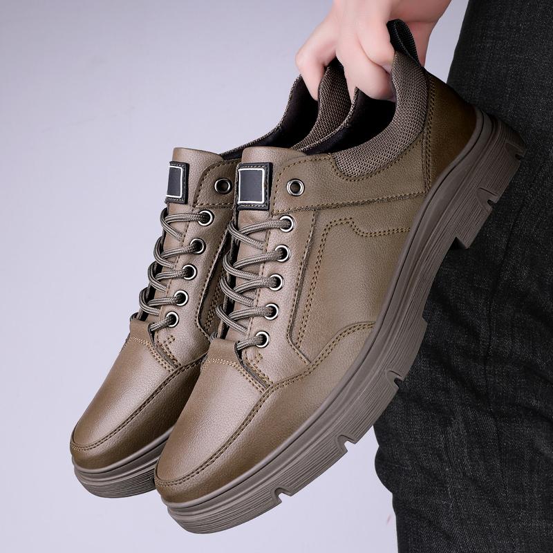 Male Genuine Leather Walking Shoes All-match Men Comfortable Casual Shoes High Quality Mens Lace-Up Sneakers Handmade Men Flats