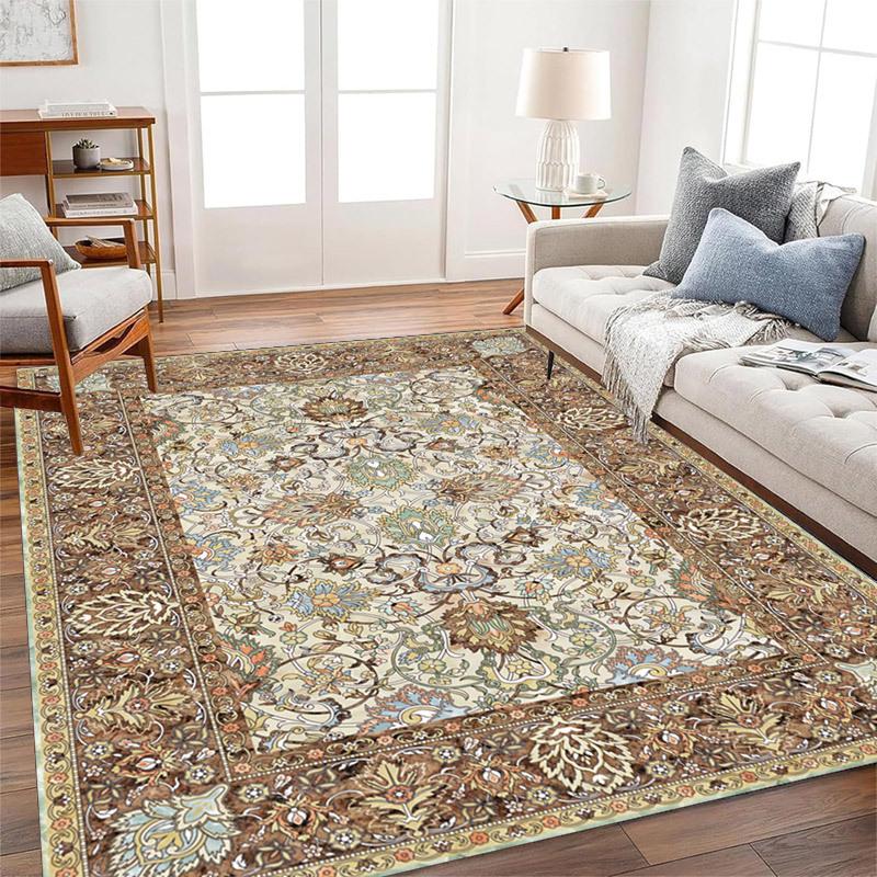 Living Room Carpet Dirt Resistant and Easy To Maintain Retro American Style Foldable Washable Sofa and Coffee Table Carpet
