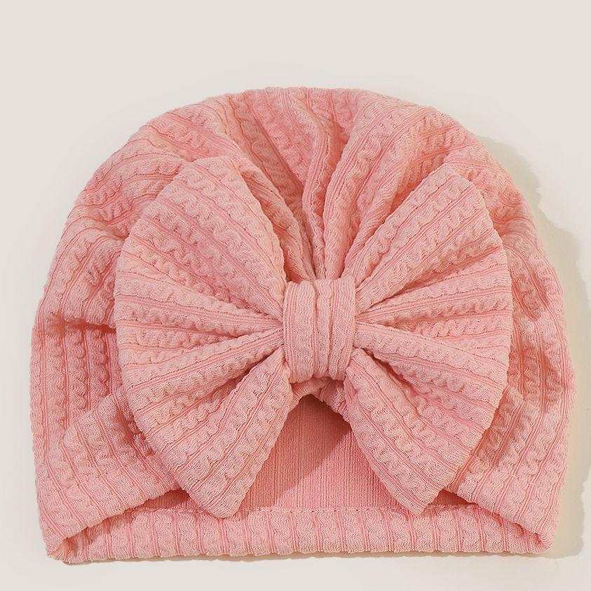 European & American Newborn Bow Headband Hat, Fetal Cap, Indian Style, Jacquard Pullover, Children s Hat One Size