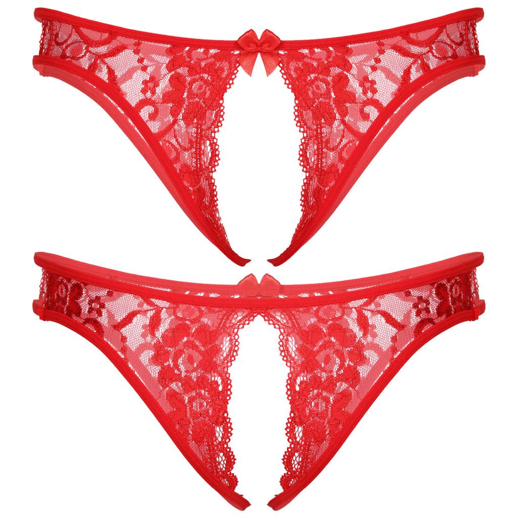 Men Sissy Panties Floral Lace Sheer Hollow Out Low Rise G-String Thongs Crossdresser Lingerie