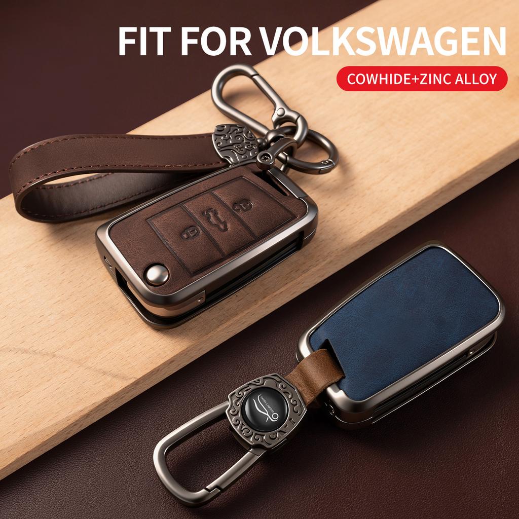 Car Zinc Alloy Flip Key Case Cover Holder For Volkswagen VW Golf 7 For Skoda A5 Fabia A7 Kodiaq Karoq Key Chain