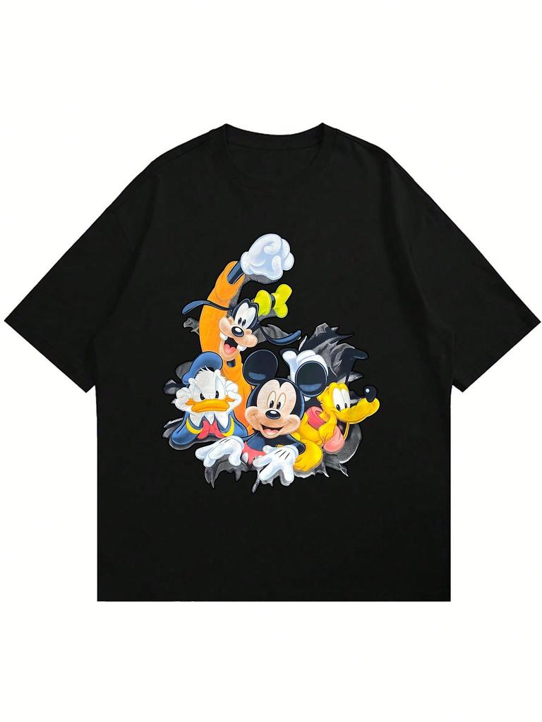 Disney Mickey Mouse Donald Duck Printed Mens TShirt Summer Casual Cute Cartoon Short Sleeve Top Mens Clothing Y2k Clothes Tee