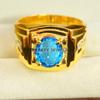 Blue Topaz Oval Cut With 925 Sterling Silver Gold Plated Ring For Men's #A870 JL375669016726
