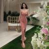 French Polka Dot Backless Spaghetti Strap Dress for Women, Summer Waist-cinching Figure-hugging Skirt, Pure Vacation Style Long Skirt