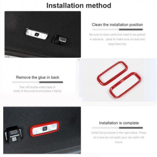 Car Rear Reading Light Lamp Cover Trim For Ford F150 15 - 20 Accessories Red ABS