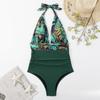 Tight Swimsuit Women One Piece Sexy Gradient Halter Neck Backless Swimwear Women Fashion Beach Vacation Elegant Swimwear
