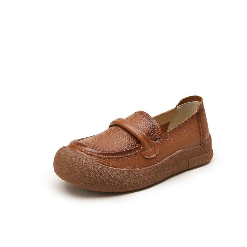 The first layer of cowhide retro soft-soled single shoes, spring and autumn new comfortable and non-slip thick-soled women's shoes are lightweight