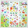Cartoon Cute Spring Flowers Indoor Bedroom Living Room Background Wall Decoration PVC Electrostatic Stickers Window Glass Stickers
