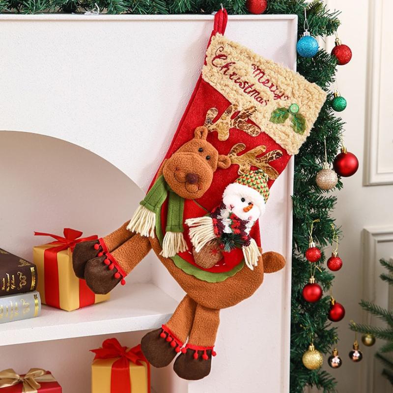 Weihnachtssocken-Geschenktüte Kinder-Kindergarten-Weihnachtsgeschenk Ältere Schneemann Süßigkeitenapfel-Tasche Dekoration Flanell PU-Material