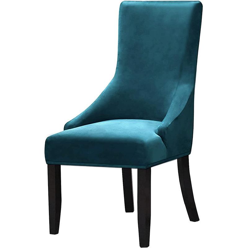 1PC Color Washable Dining Chair Cover Velvet Elastic Wingback Chair Cover High Back Sloping Armchairs