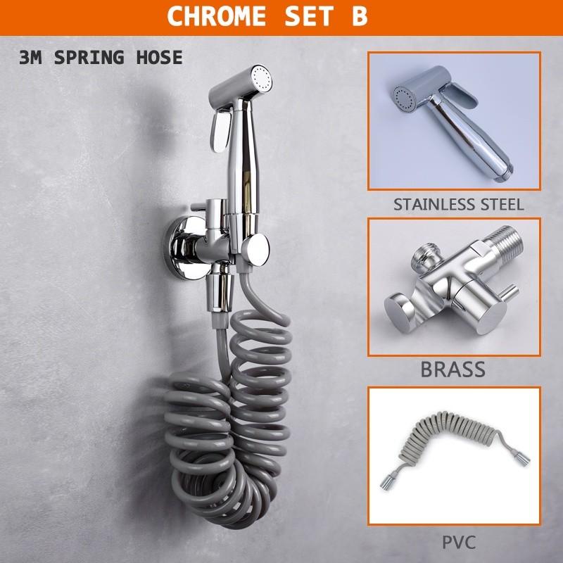 Stainless Steel Sprayer Matt Black Gold Toilet Partner Brass Cold Valve Metal Grey Gloss Chrome Household Bidet Sprayer Set