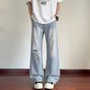 Summer American High Street Ripped Jeans Men's Wide-leg Floor-mopping Pants Thin Breathable and Thin Versatile Casual Men's Pants