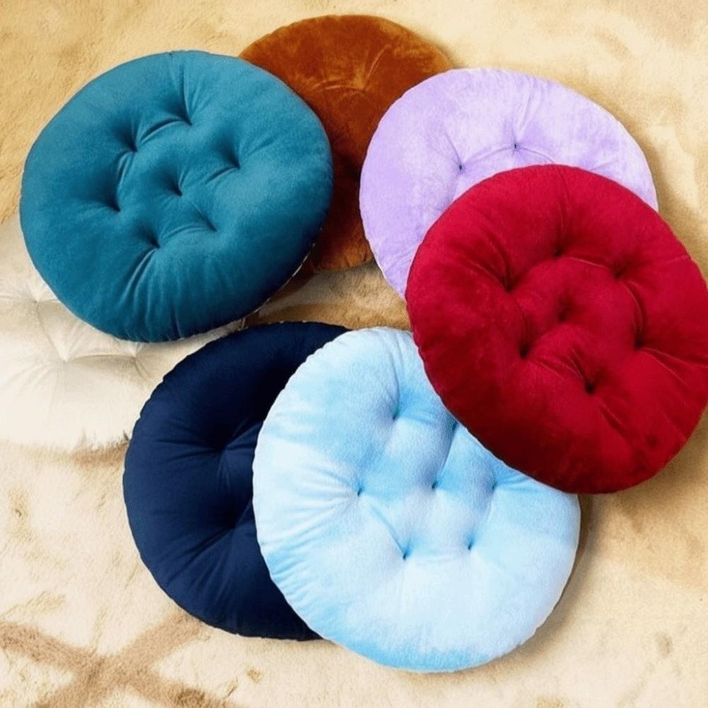 Durable Nap Pillow Round Pad Thicken Solid Color Chair Cushion Non-slip Round Cushion Dining