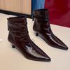 French Temperament High Heeled Booties Women 2025 Autumn Winter Pointed Toe Small Naked Boots Stiletto Fashion Boots