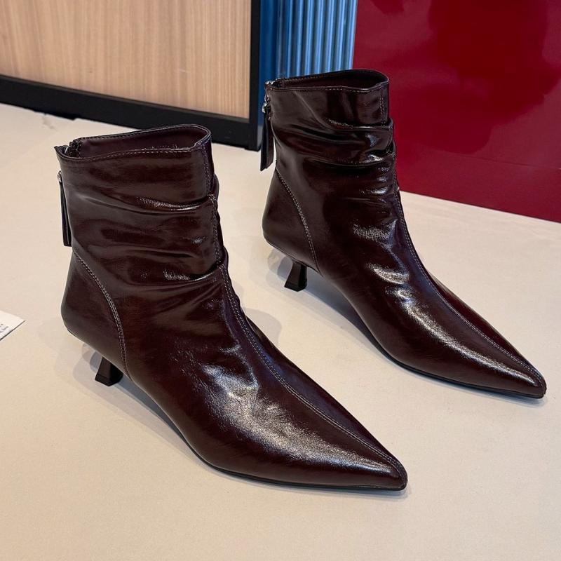 French Temperament High Heeled Booties Women 2025 Autumn Winter Pointed Toe Small Naked Boots Stiletto Fashion Boots