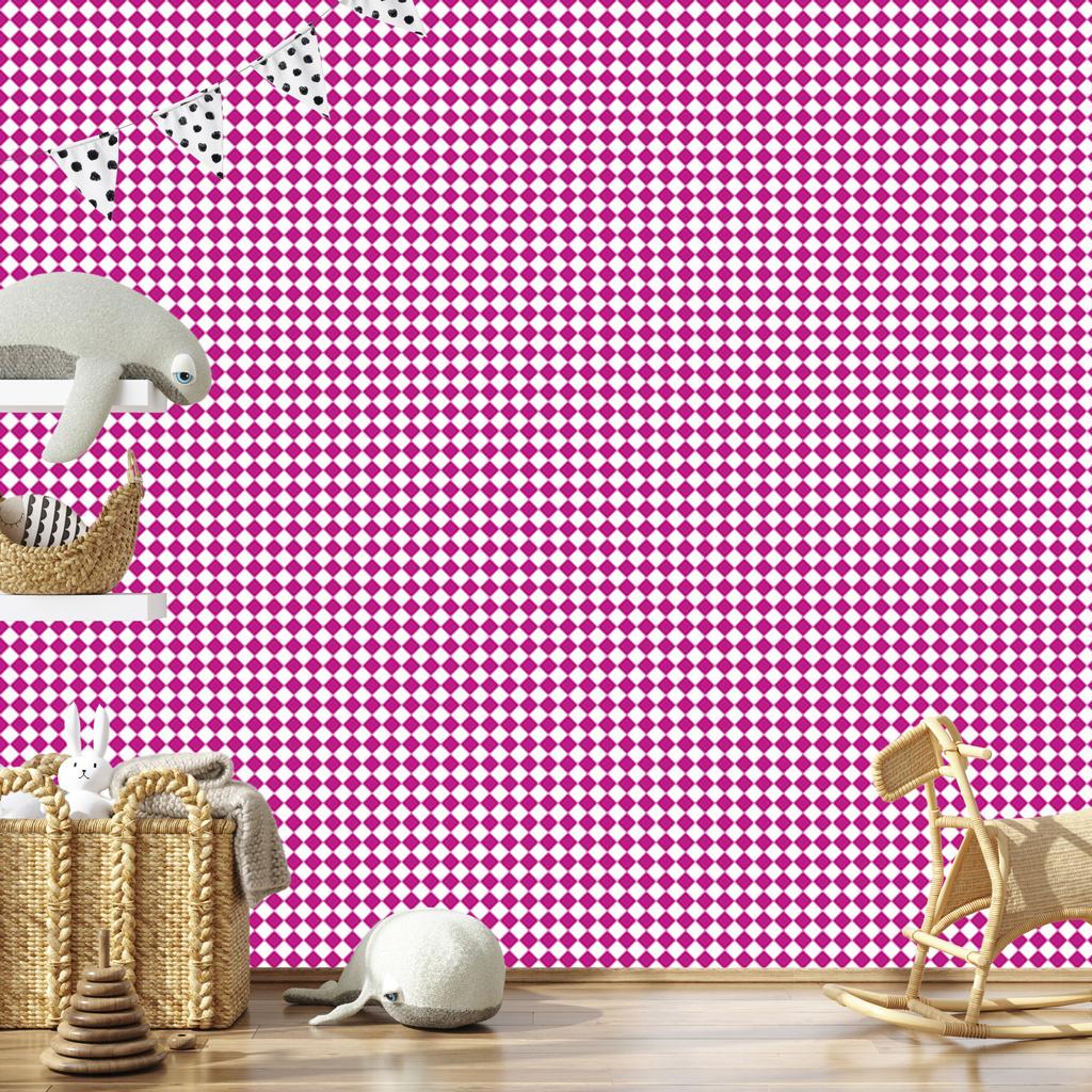 Geometric rhombus wallpaper powder pink, purple and white 50x1000