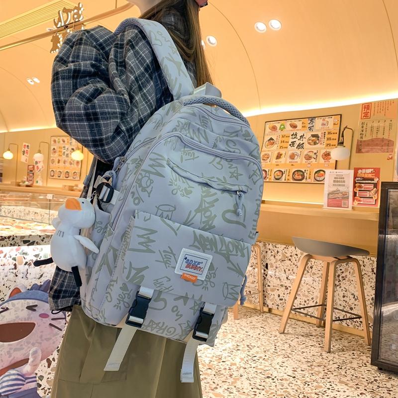 Schoolbag Women's Contrast Junior High School Students High School Students Backpack Travel Bag