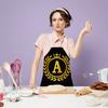 1 personalized letter apron with golden crown print on a black background, suitable for kitchen baking and barbecue