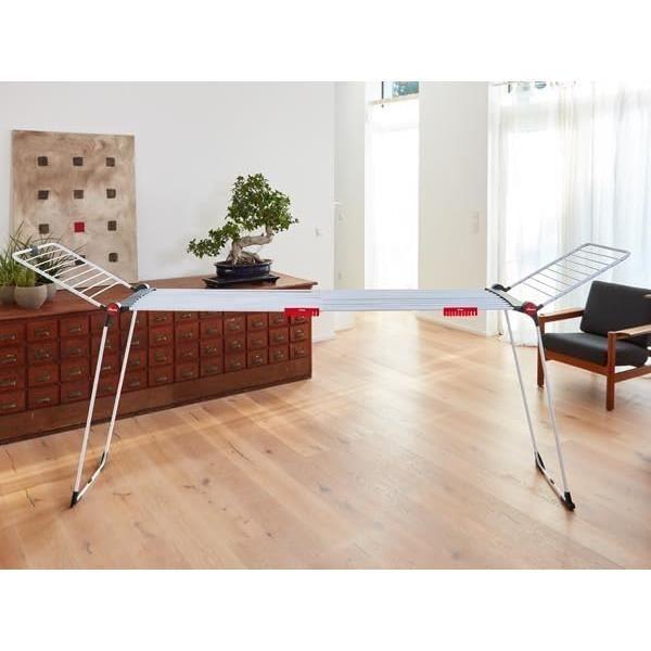 Vileda Infinity Flex Plus Clothes Drying Rack - Extendable Up To 2 M - White/Black/Red