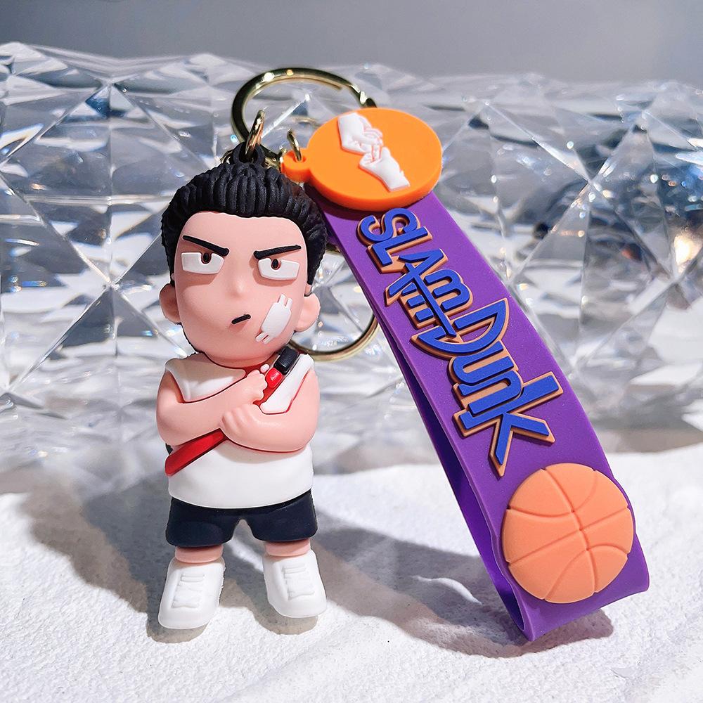Kawaii Japan Anime Slam Dunk Sakuragi Hanamichi Keychains PVC Cartoon Figure Model Pendant Keyrings Figure Key Toys Gifts