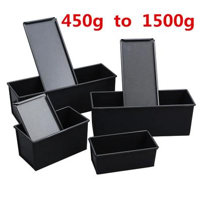 Black Non-Stick Bread Loaf Meatloaf Pan Box With Lid Iron Toast Mold Kitchen Bakeware Bread Loaf Pate Toast Cakes Baking Tool
