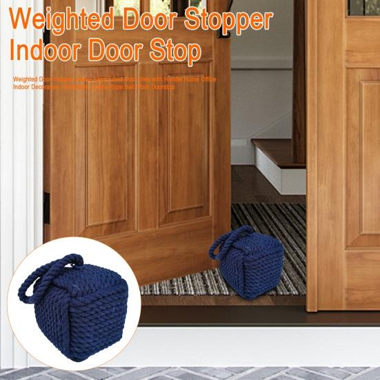 Weighted Door Stopper Heavy Sand Filled Door Stop with Handle Home Office Indoor Decorative Handmade Cotton Rope Ball Floor Doorstop