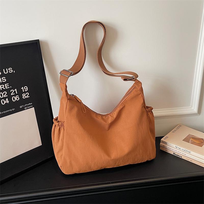 Nylon Shoulder Bag Women Casual Everyday Tote Bag with Zipper Pockets and Adjustable Strap