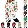 Women's Christmas Print Crewneck Sweatshirt with Scalloped Wavy Hem Long Sleeve Pullover Top for Holiday Casual Wear