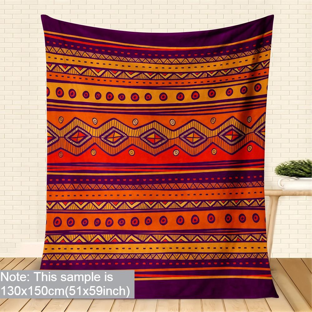 

1PC Throw Mandala Stripe arts Flannel Blanket for Couch Bed Sofa Warm blankets Perfect Festival Gifts for Bohemian style pattern 75cmx90cm
